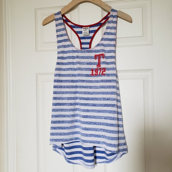 PINK Victoria's Secret Women's Texas Rangers Striped Racerback Tank - Sz Medium - Picture 1 of 7